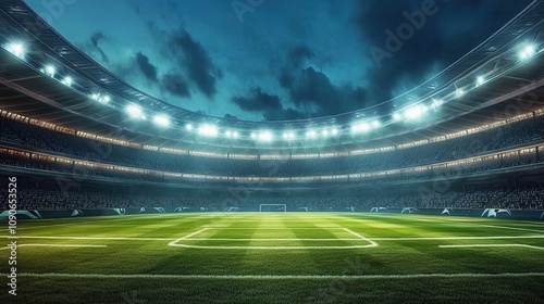 stadion 3d render, arena sepak bola imajiner photo