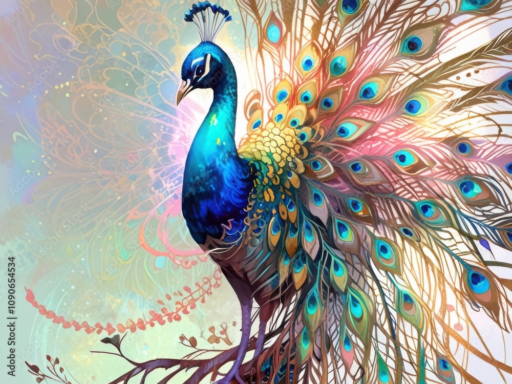 Fototapeta premium an illustration of a sparkling peacock