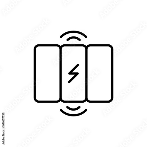 Wireless charging outline icons, accounting minimalist vector illustration ,simple transparent graphic element .Isolated on white background