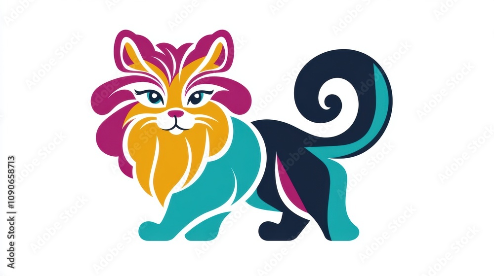 Fototapeta premium A colorful, stylized illustration of a lion-like creature.