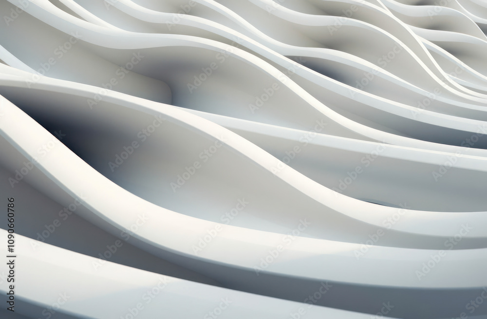 Obraz premium Elegant Flowing Waves in Minimalist Design Showcasing Soft Curves and Smooth Textures on a Subtle White Background for Artistic Inspiration