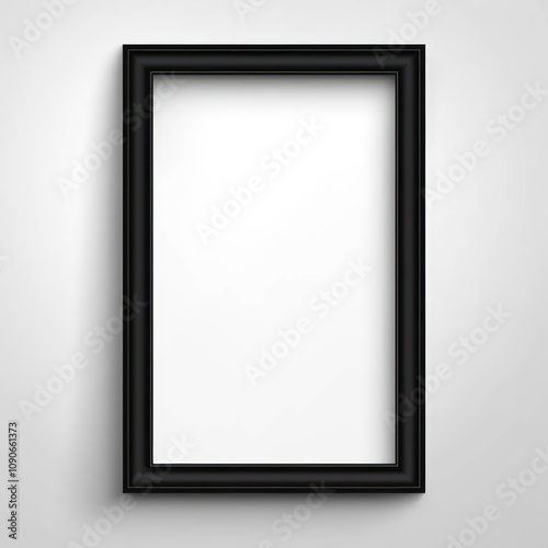 A sleek black frame, ideal for showcasing photos or artwork with a modern and minimalistic design. photo