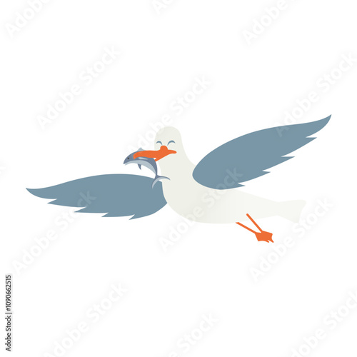 Make a Professional Bird Sea Eat FIsh Vector