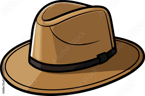 Illustration of a Brown Fedora Hat