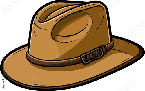 Illustration of a Brown Fedora Hat