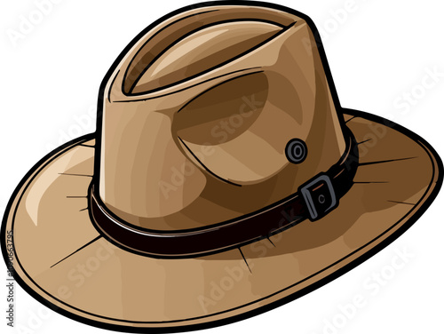 Illustration of a Brown Fedora Hat
