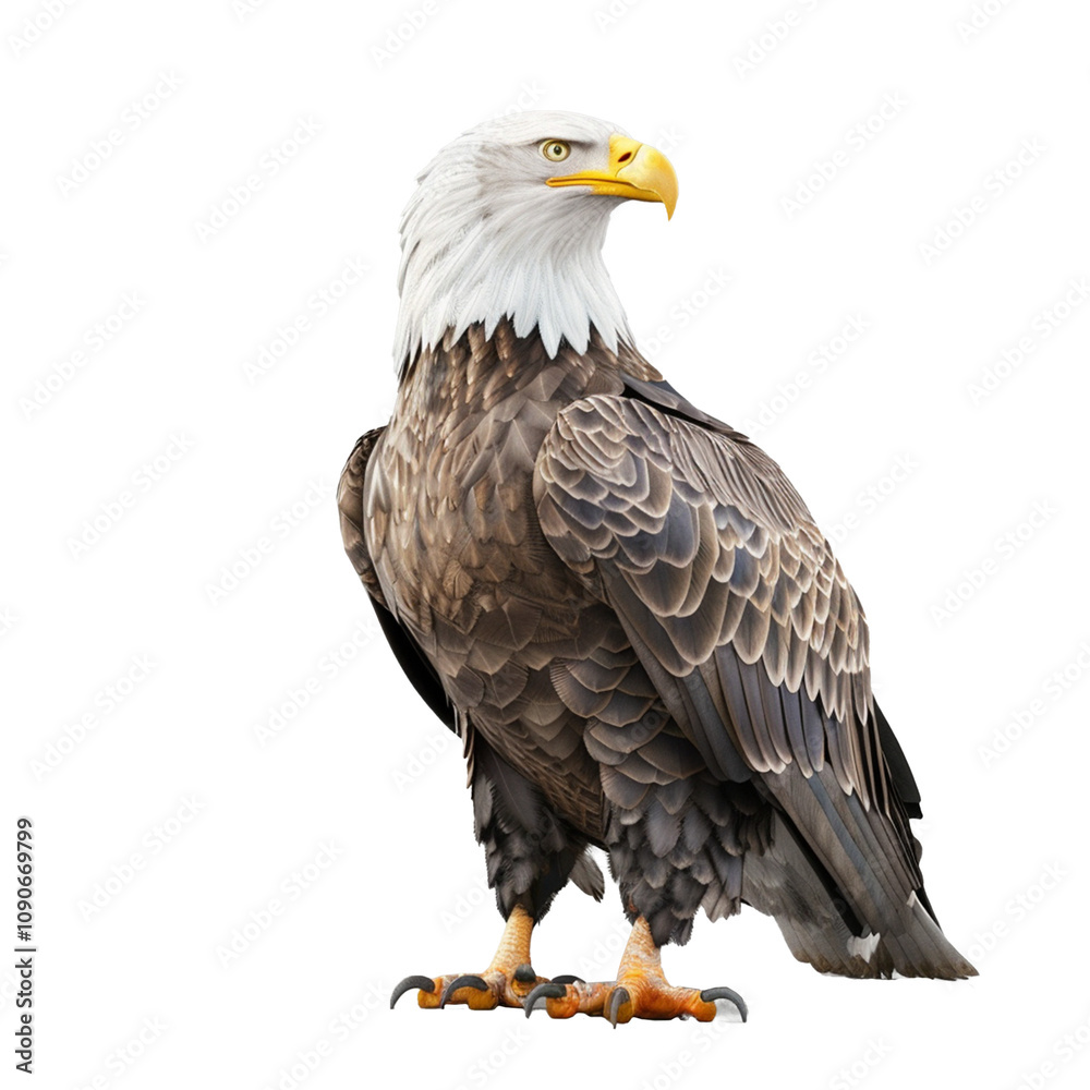 Fototapeta premium American bald eagle standing isolated on transparent background 