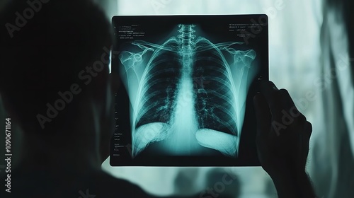 Doctor with Radiological Chest X-Ray Film for Medical Diagnosis

 photo