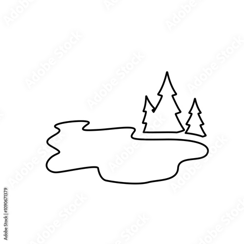 forest lake icon on a white background, vector illustration