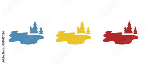 forest lake icon on a white background, vector illustration