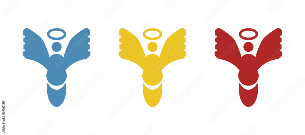 Fototapeta premium angel icon on white background, vector illustration