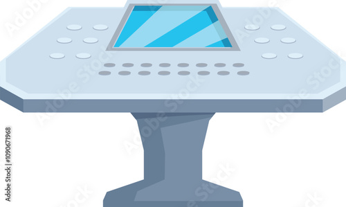 Control panel featuring a screen displaying vital information, accompanied by an array of buttons for precise control and interaction