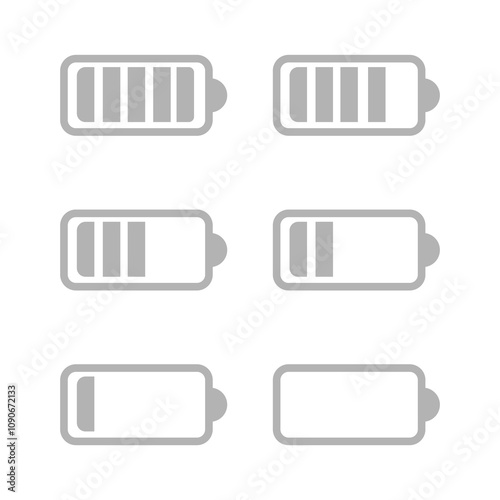 battery charge icon, different charge, on a white background, vector illustration