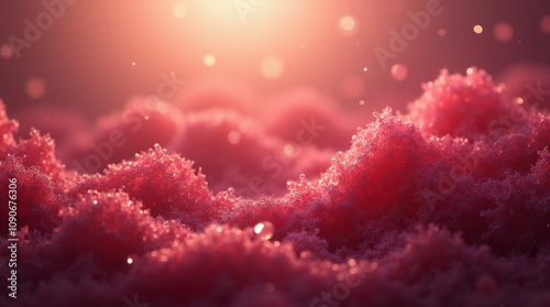 Enchanting Abstract Red and Gold Sparkling Textures and Dreamy Glittering Forest Scenes for Luxurious Backgrounds and Artistic Projects