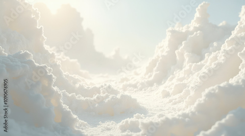 Dreamy Cloudscape: Ethereal Pink, Orange, and Blue Fluffy Skies with Golden Light for Nature and Fantasy Art Backgrounds