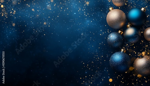 Elegant Holiday Shine Group of Blue and Gold Balls