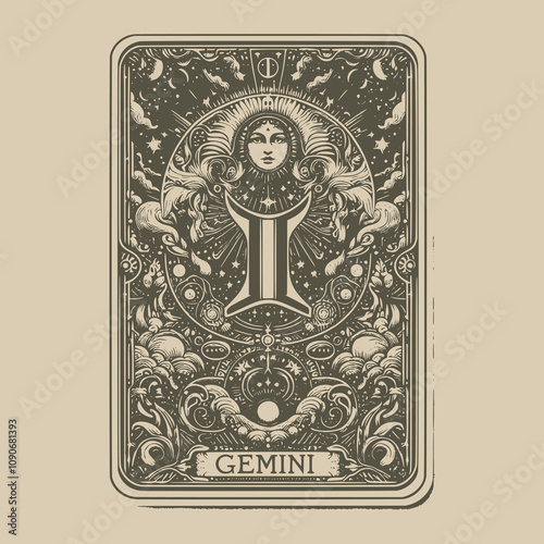 vintage gemini ouija tarot card tattoo