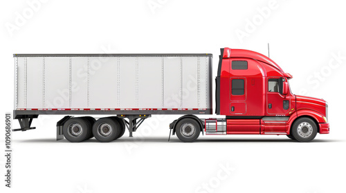 Powerful Red Semi Truck on the Highway: Freight Transportation and Logistics