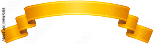 Vector illustration of Curved gradation ribbon with gold line 3 (yellow)