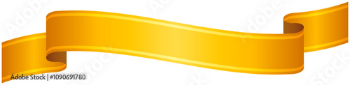 Vector illustration of Curved gradation ribbon with gold line 5 (yellow)