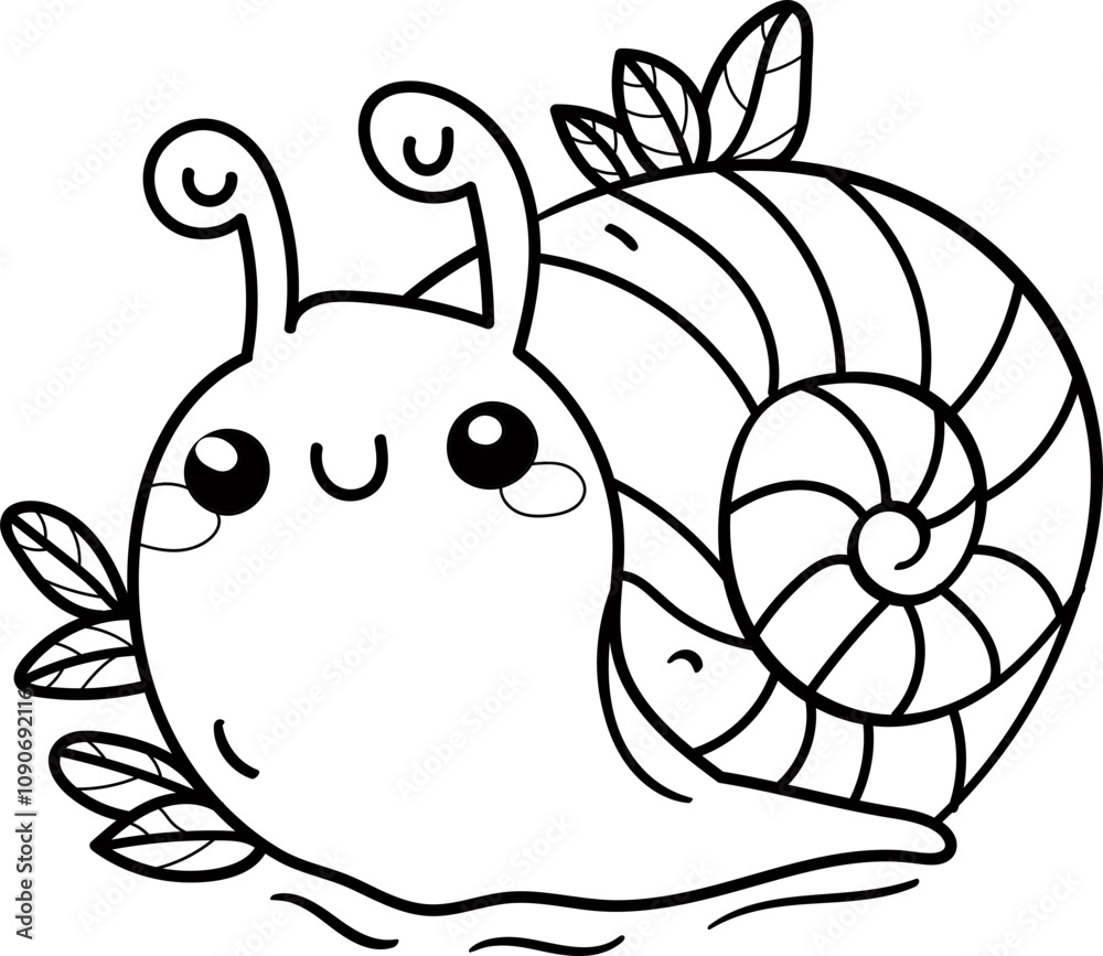 Naklejka premium Hand Drawn Snail Outline