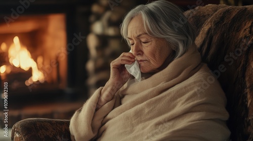 The Elderly Woman by Fireplace photo