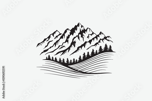 Silhouettes of mountain  camping vector