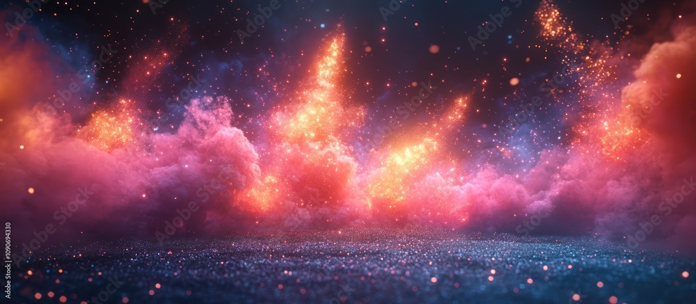 Obraz premium Abstract background with bright pink and orange fire clouds.