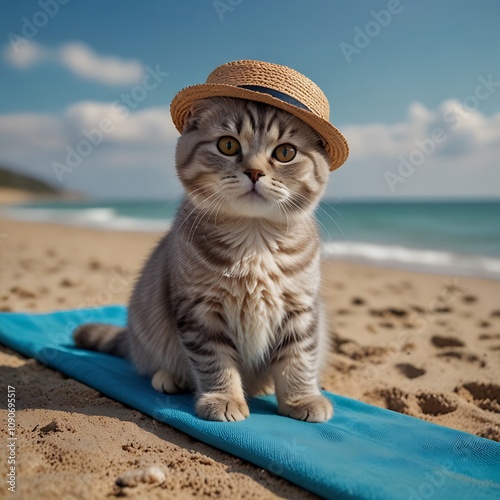 cat on the sand