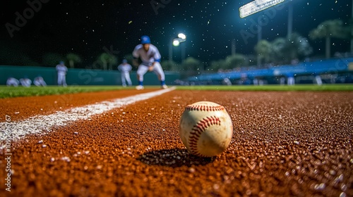 Baseball Game Night Action Player Base Ball photo