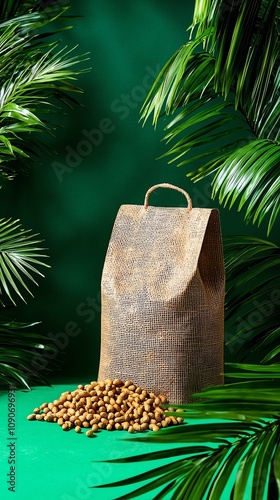 Togolese kluiklui with peanuts, traditional markets in Lome with palm trees photo