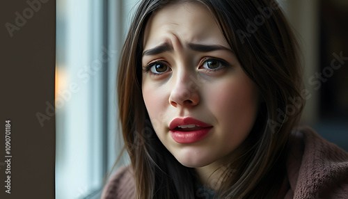 Young Woman Crying, Depicting Depression and Anxiety Concept photo