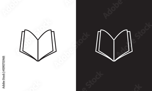 Opened book line icon. isolated on white and black background. vector illustration. EPS 10