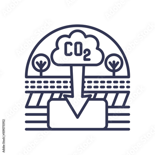 Illustration of CO2 being sequestered underground, symbolizing carbon capture.