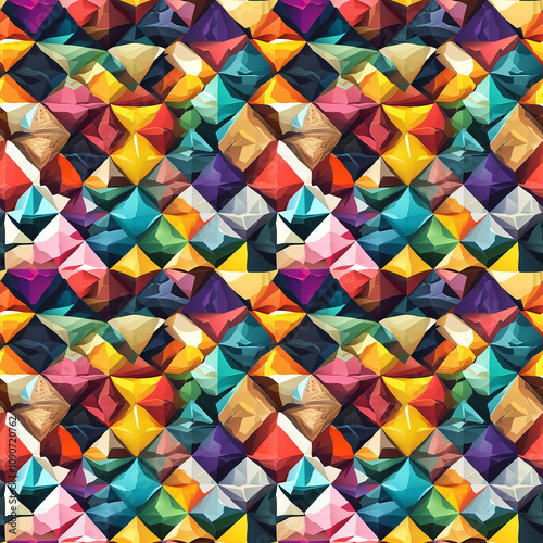 Vibrant geometric pattern of colorful abstract shapes in a modern design photo