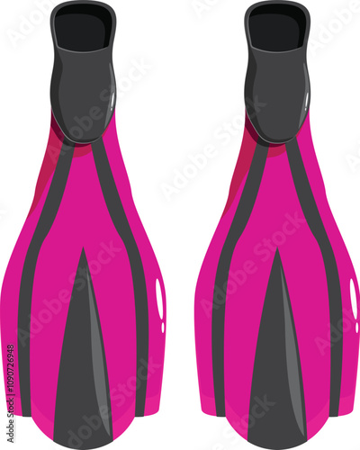 Pink and gray diving flippers isolated on white background, ready for underwater exploration
