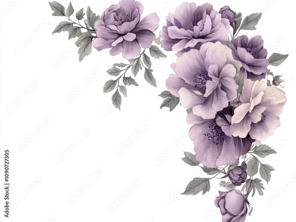 Lavender floral arrangement decorative frame design Lavender floral arrangement decorative frame design