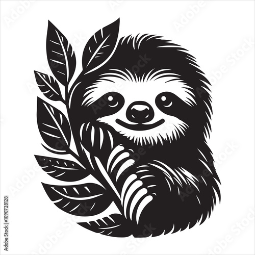 Cute sloth silhouette Clipart Design - Funny sloth Vector illustration