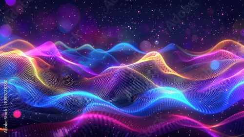 Abstract Colorful Waves with Glittering Lights