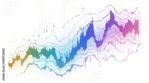 Dynamic and Vibrant Stock Market Graph Illustrating Investment Trends and Trading Patterns with Colorful Visuals for Financial Analysis