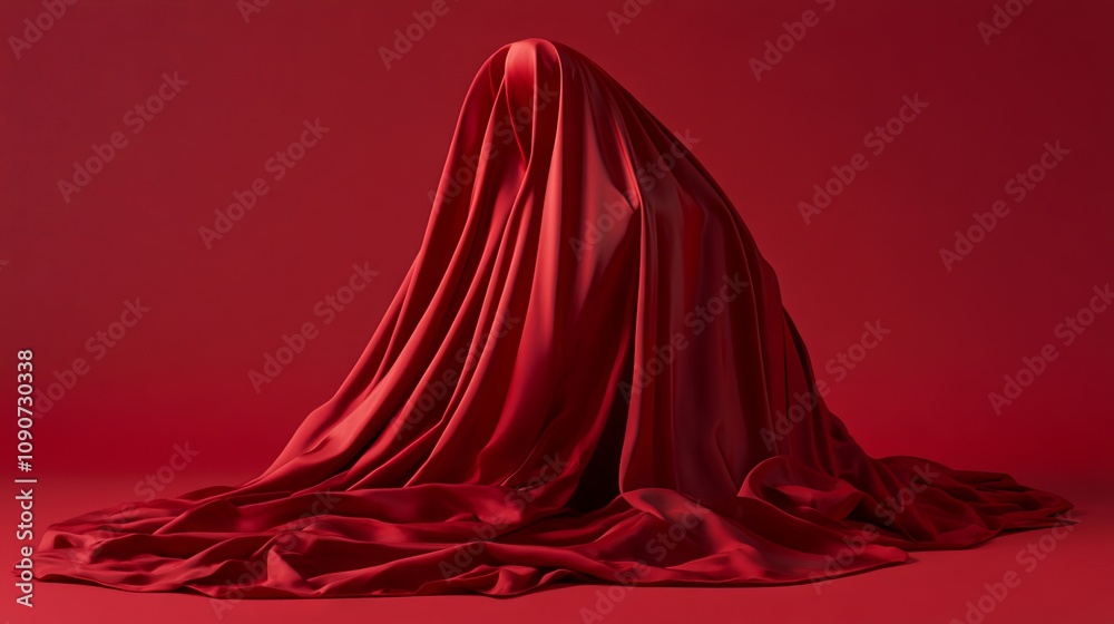 Abstract Draped Red Fabric on Red Background - Minimalist Photography Abstract Draped Red Fabric on Red Background - Minimalist Photography