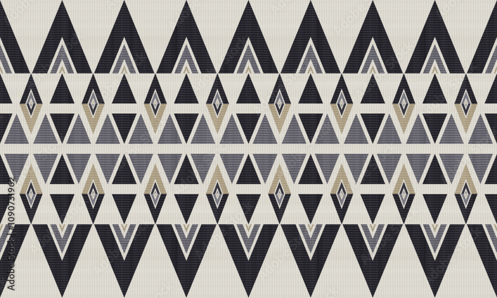 Fototapeta premium Navajo tribal Blue seamless pattern. Native American ornament. Ethnic South Western decor style. Boho geometric ornament. Vector seamless pattern. Mexican blanket, rug. Woven carpet illustration