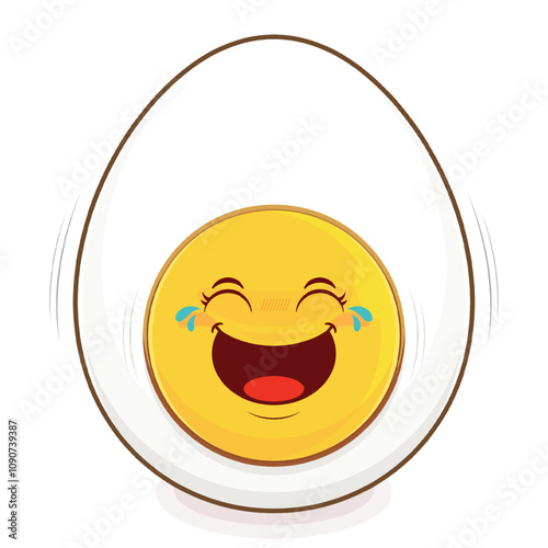 egg boiled laughing face cartoon cute