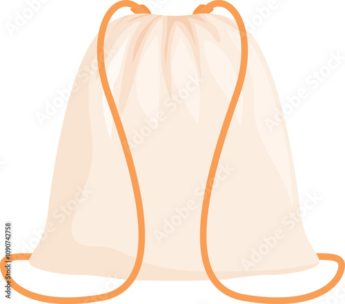 Simple beige drawstring backpack featuring orange strings, ideal for carrying personal belongings