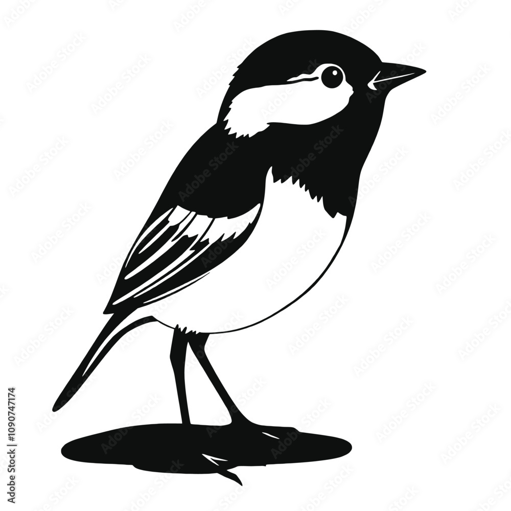 Fototapeta premium two black and white illustration of a small bird