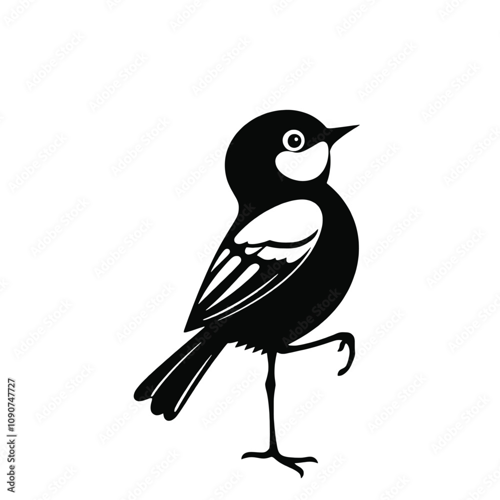 Fototapeta premium two black and white illustration of a small bird