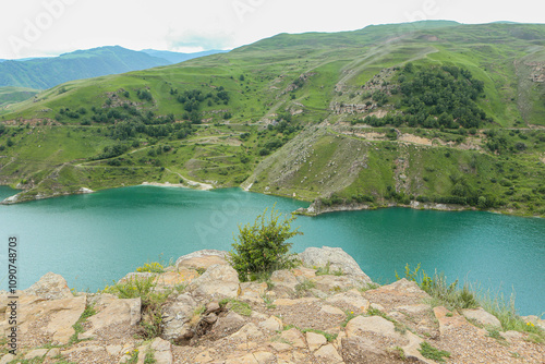 Majestic Elbrus with Turquoise Lake Syltrankel in the Foreground