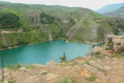 Majestic Elbrus with Turquoise Lake Syltrankel in the Foreground