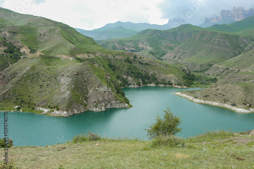 Majestic Elbrus with Turquoise Lake Syltrankel in the Foreground