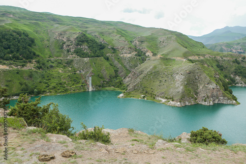 Majestic Elbrus with Turquoise Lake Syltrankel in the Foreground